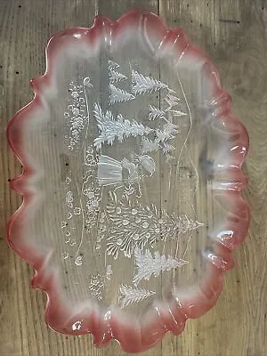 Mikasa Christmas Story 17-1/4  Oval Canapé Platter Frosted Edges Holiday • $10.99