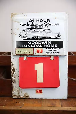 Vintage Ambulance Service Funeral Home Metal Sign Calendar Car Advertising RARE • $799.99