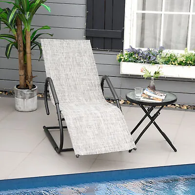 Outdoor Reclining Chaise Lounge Chair Garden Sun Lounger Texteline Grey • £43.99