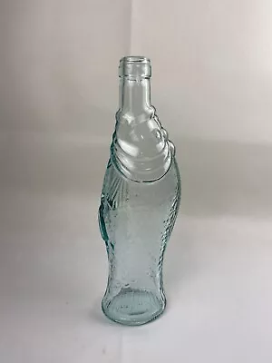 Vtg Large Blue Aqua Glass Fish Shaped Wine Bottle Decanter Euc • $10