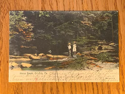 Pennsylvania PA Oil City Children At Horse Creek PM 1907 • $6.50