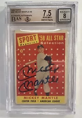 1958 Topps Mickey Mantle All Star Auto Beckett Graded Vintage • $3699.99