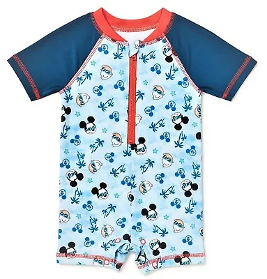 NWT Disney Baby Mickey Mouse Baby Boy Swim One Piece Rash Guard 0-3 Month • $10