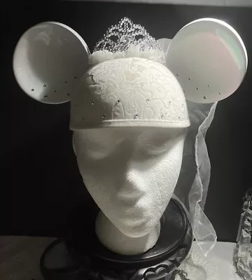 Disney Parks Minnie Ears White Bridal Veil Hat “Happily Ever After “ • $11.90
