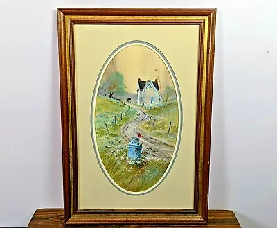 Ed Gifford Original Framed Watercolor / Gouache Amish Farmhouse Painting • $105