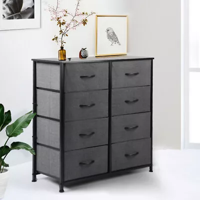 Storage Cabinet Tower Chest Of Drawers Dresser Tallboy 8 Drawer Dark Grey • $123.74