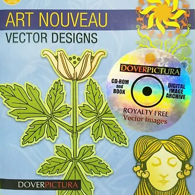 Art Nouveau Vector Design Digital Clip Art Dover Pictura Book CD Ladies Florals • $45.99