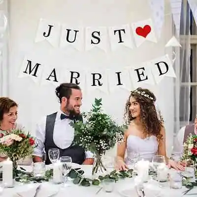 £3 • Buy Just Married Wedding Bunting - Mr And Mrs Party Heart Banner Decorations Banners