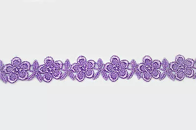 5/8 ~5-1/8  Wide Lilac Floral Embroidered Venice Lace Guipure Trim By Yard • $10.99