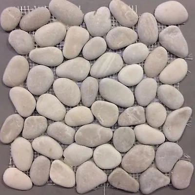 Java Tan  Pebble Stone Tile  Natural Rock Stone Tiles Shower Floor Wall Mosaic • $10.45