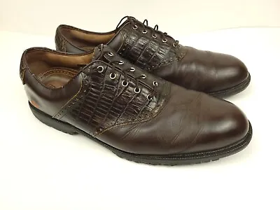 FootJoy ICON Brown Stamped Leather Golf Shoes Men's Size 13 • $70