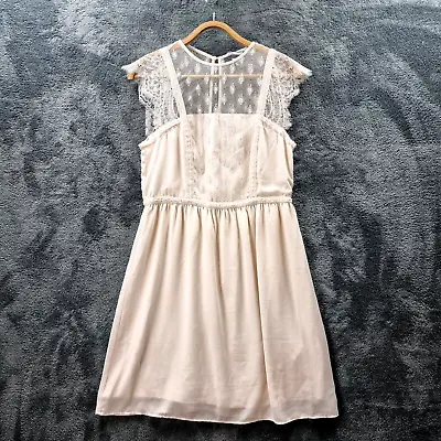 $27.95 • Buy H&M Womens Dress Size EUR 40 Ivory Lace Bodice Sleeveless Round Neck A-line