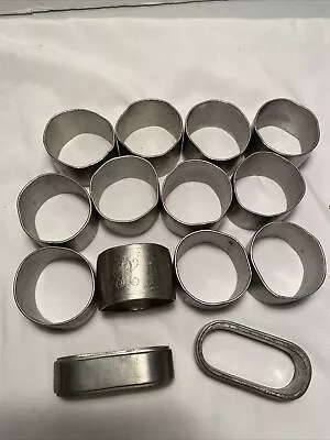 Vintage Pewter Monogrammed  A  Round Napkin Rings Set Of 12 Plus 2 Ovals • $7.99