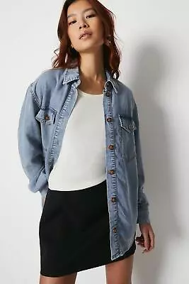 WAREHOUSE Acid Wash Oversized Denim Shirt • £44.25