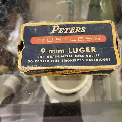 RARE VINTAGE THE PETERS CARTRIDGE CO Rustless 9mm CARTRIDGE BOX • $25