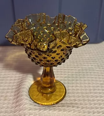 Fenton Gold Hobnail Ruffled Edge 6  Compote • $16.95