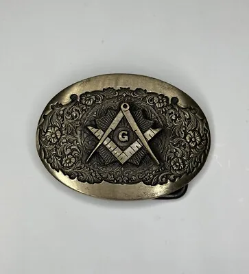 Master Mason 3rd Degree Western G Ruler Freemason Solid Brass ADM Belt Buckle • $39.99