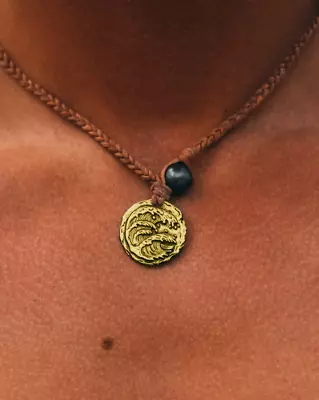 Wave Coin | 18K Gold | Premium Black Pearl | Authentic Leather • $199