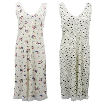 $16.95 • Buy Women 100% Cotton Sleeveless Nightie Night Lace Dress Gown Pyjamas Sleepwear PJs