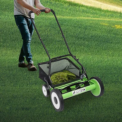 16'' 5-Blade Cordless Manual Push Reel Lawn Mower Grass Cutting Machine Cutter • £85.50