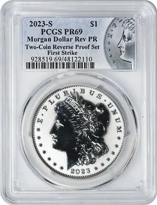 2023-S Morgan Silver Dollar Two-Coin Reverse Proof Set PR69 FS PCGS Morgan Label • $67.66