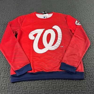 Washington Nationals Sweatshirt Mens L Red Performance Crew Neck Pullover MLB • $16.07