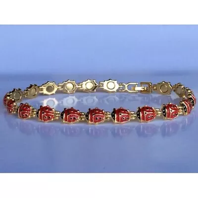 ANKLET LADYBUG Red & Black Magnetic Women Men ARTHRITIS JOINT THERAPY BEAUTY  • $21.95