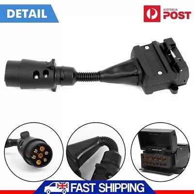 CAR Trailer Adaptor - 7 Pin Round Male Plug To 12 Pin Female Flat Caravan AU • $16.14