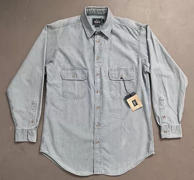 Vintage Woolrich Chambray Cotton Work Shirt Hunting Made In USA M NWT • $59.99