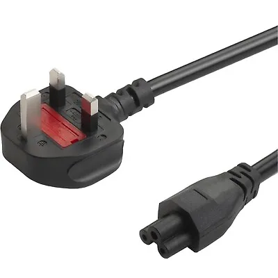 UK Laptop Power Cable 1.5M BS 1363 To C5 Cloverleaf 13A 250V 16AWG 1.0mm2 Cord • £3.99