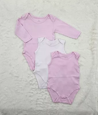 Primark Baby Girl Preloved Bodysuit Bundle 3pcs Long Sleeve Sleeveless 6-9 Month • £2