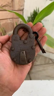 Vintage Hand Forged Iron Military 6 Levers Padlock Safety Lock & Key Working • $199