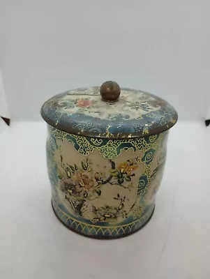 Vintage English Tea Tin Biscuit Container With Lid Floral Made In England  • $10
