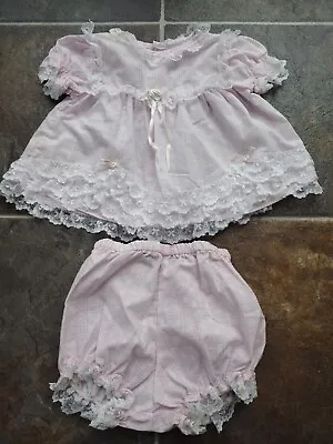 Little Precious Baby Girls 3-6 Months Vintage Lace White Pink Dress • $21.99