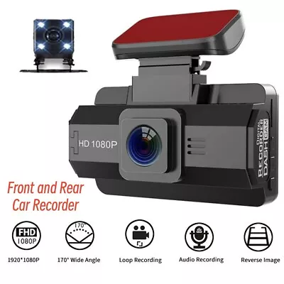 $35.99 • Buy Front And Rear Car Recorder DVR Dash Cam Video 1080P Dual Lens Night Vision