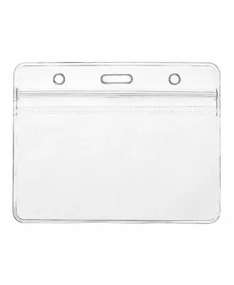 £2.50 • Buy Clear Horizontal Landscape ID Badge Wallet Pocket Card Bus Pass Holder Pouch