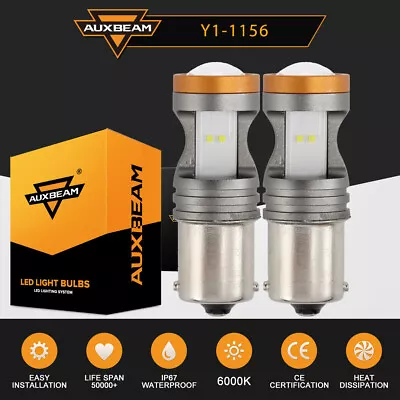 AUXBEAM Super White 1156 7506 P21W BA15S LED Reverse Bulbs 6000K Backup Lights • $16.99