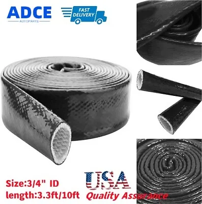 3/4  ID 3.3/10Ft Heat/Fire Reflective Braided Hose Sleeve Thermo Shield Black • $39.90