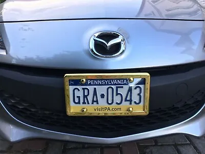 2 UNBREAKABLE Clear License Plate Shield + 2 Gold Frames + 8 Gold Screw Caps • $9.89