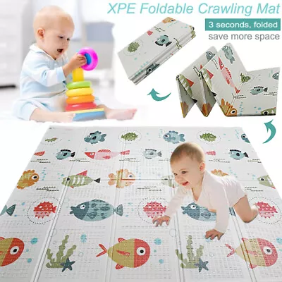 £12.92 • Buy 2Side Baby Play Mat Crawling Extra Thick Large Folding Foam Cartoon Waterproof 
