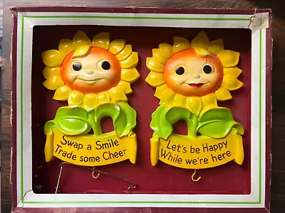 Vintage Miller Studio Chalkware Hot Pad Holder Mr & Mrs Sunflower NOS New In Pkg • $12.99