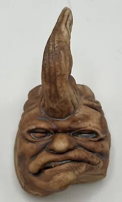 Creepy Terrifying Grinning Face Man Mask Resin? Sculpture W/ Demon Horn 2.5” • $30