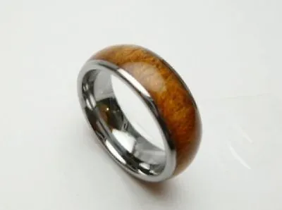 Hawaiian Men's Koa Wood Setting Tungsten Wedding Ring Band 8mm Ring  #37102-2 • $22.99