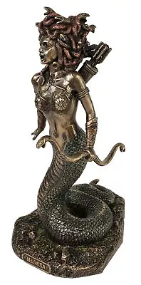 8 1/4  Medusa Greek Mythology Snakes Goddess Holding Bow Bronze Color Statue • $53.15