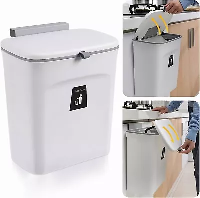 9 Litre Waste Bin Kitchen Door Cupboard Hanging Or Wall Mount Compost Trash Can • £10.99