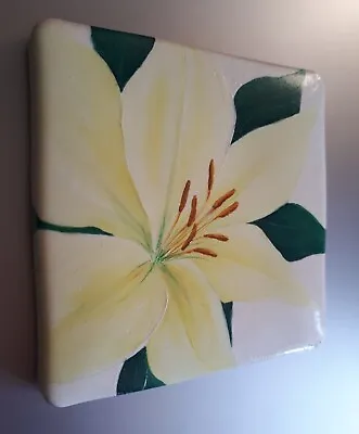 Beautiful Spainish Handpainted Ceramic Tile Coaster Lily • £2