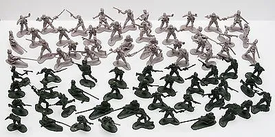 New 72 Pcs Army Men Toy Soldiers Military Force Green Plastic Figurine Figure • $7.98