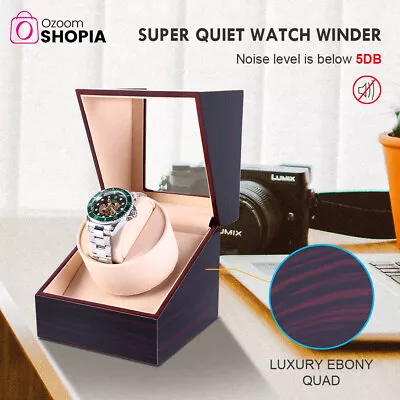 Luxry Automatic Watch Winder Single Battery Wood Watch Box Leather Display Case • $35.99