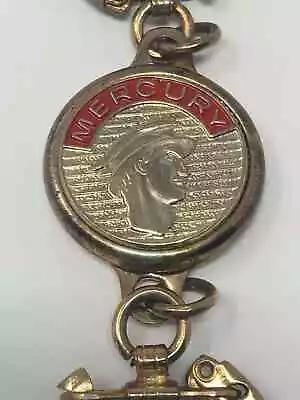 Vintage Mercury Messenger Man Gold Tone Metal Keychain Key Ring Accessory • $44.95