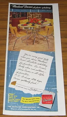 1951 Vintage Ad Masland Duran All-Plastic Upholstery 50's Chrome Dining Set • $11.14